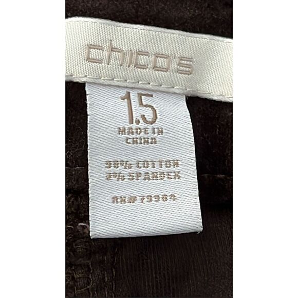 Chico’s Women’s 1.5 Chocolate Brown Cotton Sueded Straight Leg 5 Pocket Ankle Pa - Picture 5 of 7